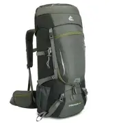 60L Waterproof Hiking Camping Backpack with Rain Cover, Lightweight Green