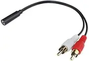3.5mm Female to 2 RCA Male Stereo Audio Y Cable, Gold Plated Adapter Compatible for TV,Smartphones, MP3, Tablets, Speakers (2 Pack)