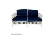 CR Americana 2.5 Seater Rattan Sofa with Cushion - White / Navy