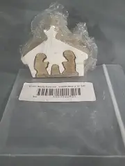 Wooden Nativity Manger Scene Cut Out Christmas Holiday Display 2.75" × 2.75"
