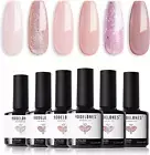 Gel Nail Polish, Nude Pink 6 Colors Gel Nail Polish Set Spring Pastel Pink Glitt