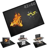 Under Grill Fire Pit Mats 42"x60" - Oil Waterproof BBQ Camping Stove Fireproof Mat, Reusable Easy Clean Gas Grill Mat for Outdoor Deck Protector