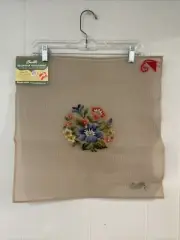 Vintage Bucilla Decorator Needlepoint Floral Tapestry Canvas 18x18