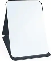 Yatnks Makeup Mirror, 16x11 cm Portable PU Leather Mirror, Folding Desktop Vanity Mirror with Adjustable Stand for Vanity Table, Office, Travel (S, Black)