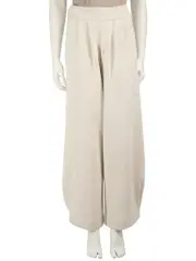 Grey Wool Wide Fit Knitted Trousers