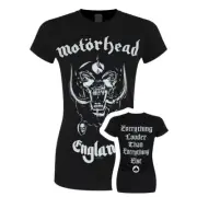 Motorhead Ladies T-Shirt England Everything Louder Rock Band Black New