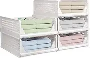 Stackable Plastic Storage Basket Foldable Closet Organizers Clothes Drawer Storage for Cupboard Kitchen Bathroom Bedroom Office (5 Pack-M)