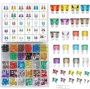 340 Pcs Assorted Standard & Mini Auto Car Truck Blade Fuses Set - 2A to 40A - ATC/APR/ATO/ATM Mini Automotive Replacement Fuse Assortment Kit w/ Puller