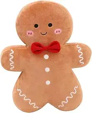 Christmas Gingerbread Man Pillow Gingerbread Plush Stuffed Pillow Fun Gingerbread Shaped Plush Throw Pillows for Sofa Cushion Christmas Party Decor Khaki,15.7"