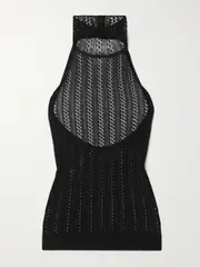 [KHAITE] KHAITE - Benedetta Crocheted Halterneck Top - Black - large large Black