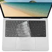 Keyboard Cover Ultra Thin for MacBook Air 13.6 inch M2 A2681 2022 & MacBook Pro 14/16 inch M1 Pro/Max A2442/A2485 2021, Waterproof TPU Keyboard Cover, Clear