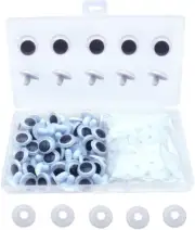 1Box(30Pcs)15Mm Black Wiggle Googly Eye Threaded Shank Googly Eyes with Washers