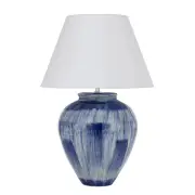 Jamie Ceramic Table Lamp, Blue, White