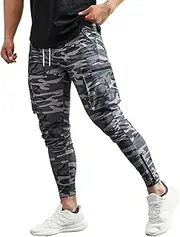 [AHA SELECTED] Mens Workout Sweatpants Cargo Jogger Pants Athletic Track Pants with Zipper Pockets