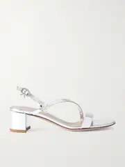 [Gianvito Rossi] Gianvito Rossi - Betsey 45 Metallic Leather Sandals - Silver - IT41 IT 41 Silver