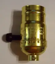 BRASS PLATED 3 TERMINAL TURN KNOB LAMP SOCKET LAMP PART NEW 30626K