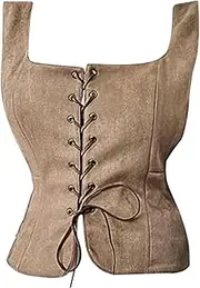 Renaissance Viking Cosplay Costume Pirate Vest Suede Halloween Medieval Gothic Steampunk Women Victorian Corset Scarlet Slim Fit