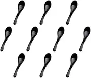 Set of 10 [TA] Miyabi Astragalus (Small), Black Painted [6.0 x 1.6 inches (15.2 x 4 cm)] | Lacquerware Spoon, Heat Resistant ABS Resin, Heat Resistant, Setomonohonpo