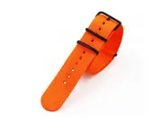 NATO Style Rugged Stitched Canvas Watch Strap Straps with Vaccum Plating Black Buckle Cotton Canvas Watch Bands-Orange