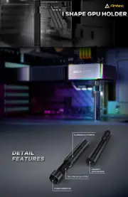 ANTEC IGPU, VGA Bracket Holder. Solid Construction & durability - Black Aluminum Alloy Metal. Magnetic Non-Slip Base, Tool Free. Stable Rubber Pad top