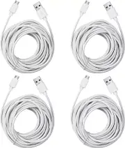 4-Pack 25Ft Micro USB Extension Cable for Wyze Cam, Yi Camera, Nest, Oculus Go