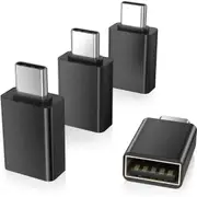 4 Pack USB Type C to OTG Adapter USB 3.1 Male to USB 3.0 A Female Cable Converter Thunderbolt 3/4 Adapter for MacBook Pro, Air, iPad Pro (Black)