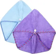 Gogogmee 2-Pack Quick Dry Hair Cap Absorbent Bath Towel Head Wrap Comfortable for Women Girls