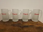 SNAP ON Tools Set Of 4 Collectible Frosted 12 Oz Glass Stein Mugs New