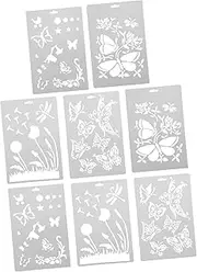 WEKAMOS 8Pcs DIY Hollow Drawing Stencils for Craft Projects Reusable Painting Moulds for Decorating Photo Albums Cards and Home Decor Beautiful Butterfly and Dandelion Patterns
