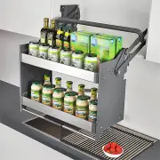 Bistro Flexi Height Pull Down 2-Tier Wall Cabinet Unit - for a 600mm Cupboard