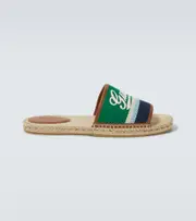 [Gucci] Gucci Logo leather-trimmed espadrilles slides AU 8 green