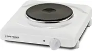 ROMMELSBACHER Single Hotplate THS 1590 - Made in Germany, 1 Cast Heating Plate 180 mm Diameter, Fire-Enamelled Housing, 7-Stroke Switch, Power-Controlled Control, Overheating Protection, 1500 Watt, White