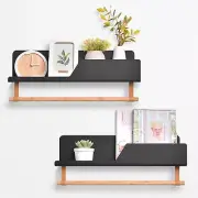 Wall Shelves, Floating Shelves for with Towel Bar, Black Metal Wall...