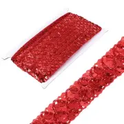 0.8 Inch x 14 Yards Sequins Trim Flat Red Sequin Ribbon Trim Strip