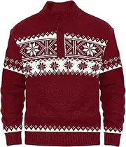 [AOBUTE] Mens Christmas Sweater Ugly Snowflakes Xmas Button Knitted Pullover