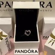 Auth Pandora 14k Gold "Love You Mom Infinity Heart Charm/Bead NEW 759515C00 $375