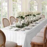 Denley Stripe Jacquard Fabric Tablecloth 60" x 102" White