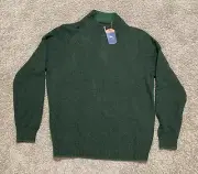 Tommy Bahama Sweater Mens L Green Harbor Walk 1/2 Zip Pullover Long Sleeve Aspen