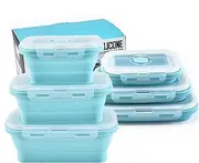 Elegauit Collapsible Bowls, 3 Pcs Silicone Collapsible Storage Containers Sets with Lids for Microwave, Dishwasher, Freezer, Portable Camping Essential Tool for Camping (Blue, 350ML, 500ML, 800ML)