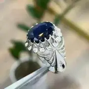 Man Sapphire Rings, Blue Sapphire With Sterling Silver 925 Natural Sapphire Ring