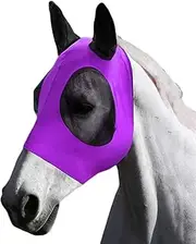 KOMUNJ Elasticity Horse Fly Mask Superb Comfort with UV Protection Mesh Fly Mask with Ears, Soft Mesh Mask (PURPLE)