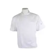 Mercer Culinary M61012WHS Genisis Unisex White Short Sleeve Chef Jacket - S
