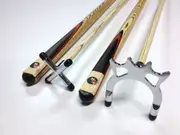 FULL ASH With Red Wood Flame Pool Cue REST & SPIDER Set 1 x Chrome Rest, 1 x Chrome Spider