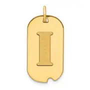 14k Yellow Gold Polished Letter I Initial Dog Tag Pendant