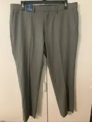 Kenneth Cole REACTION Techni-Cole Modern Fit Flat Front Dress Pant 40x30 Gray Dz