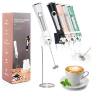 Rechargeable Milk Frother Handheld For Coffee,3 Speeds Frother Wand With Stan...