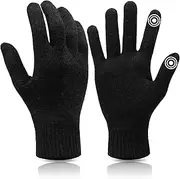 [WANDER] Gloves for Men Womens Lightweight Merino Wool Touchscreen Thermal Knit Running Winter Glove Liners