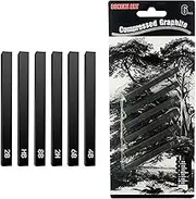 6 Pieces Graphite Material Sticks Square Compressed Charcoal Stick Charcoal Pencils Drawing Pencils Set Artist Sketch Charcoal for DIY Drawing Crafts, Sketching, Shading, Beginners and Artists