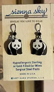 New Panda Bear Sienna Sky Earrings Dangle Sterling Silver Hook Made in the US
