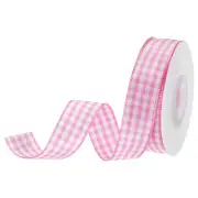 5/8 Inch 10 Yards Gingham Ribbon, Checkered Plaid Ribbon, Fruit Pink